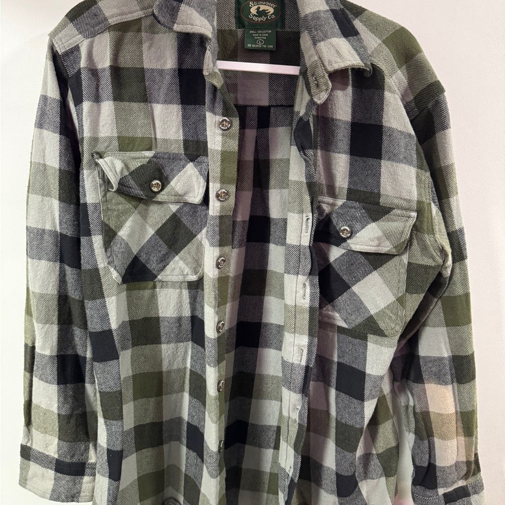Green and Black Plaid Flannel Shirt